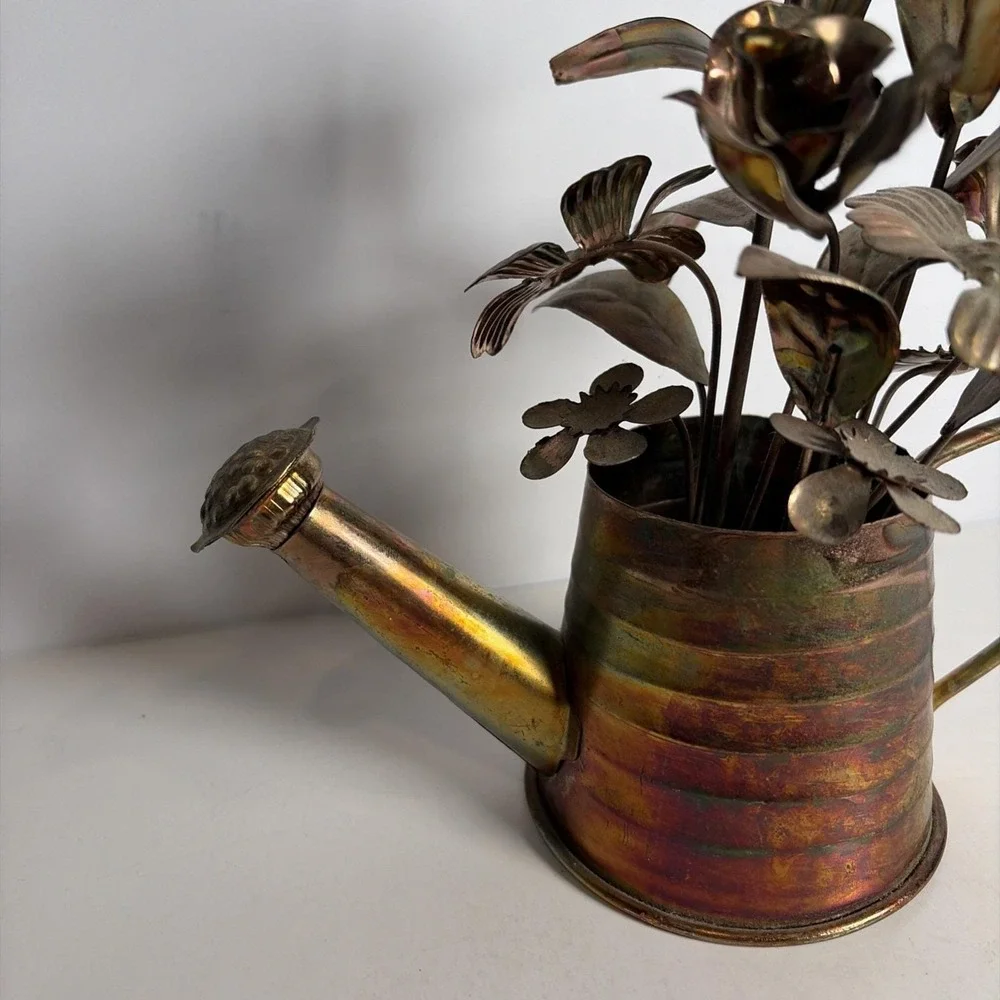 VTG Berkeley Copper Watering Can Floral Butterfly Music Box 